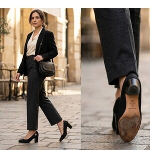 Etienne Aigner Dreamer Gray Fabric Pumps Block Heel Spain Mens Size 8 M